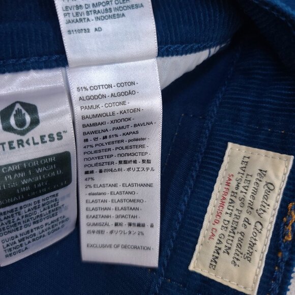 Levis Jeans Womens Size 24 Blue Corduroy Ribcage Straight Ankle Premium Big E - Picture 9 of 10